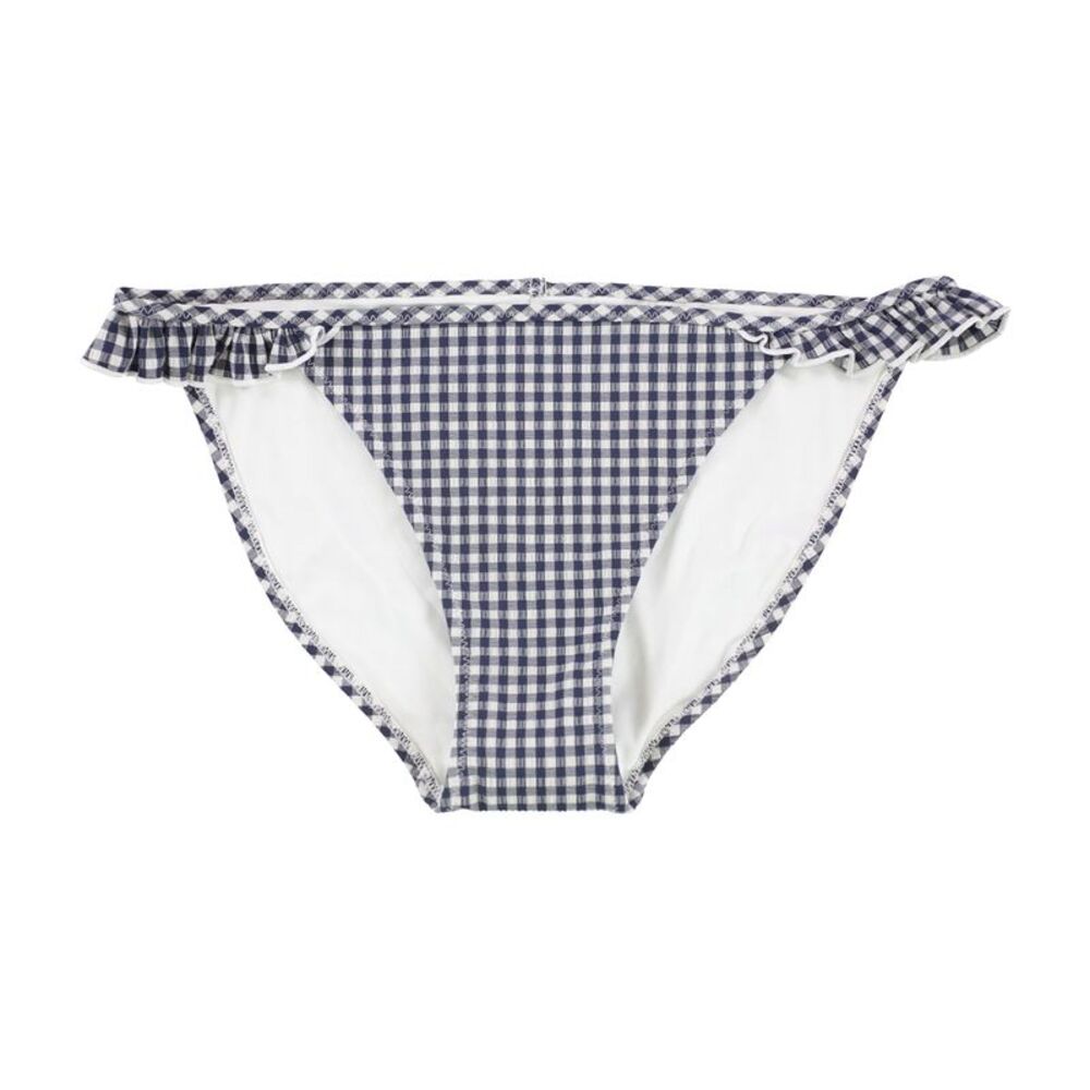 American Eagle Womens Seersucker Ruffle Gingham Bikini Swim Bottom, Blue, XL, DM